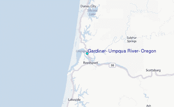 Gardiner, Umpqua River, Oregon Tide Station Location Map