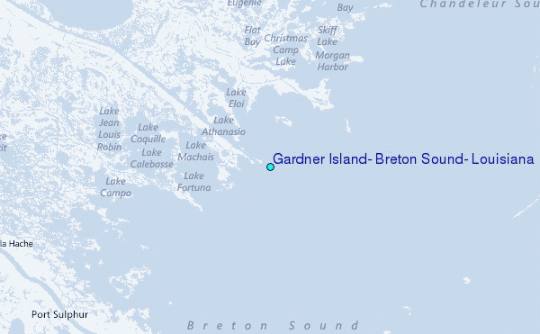 Gardner Island, Breton Sound, Louisiana Tide Station Location Map
