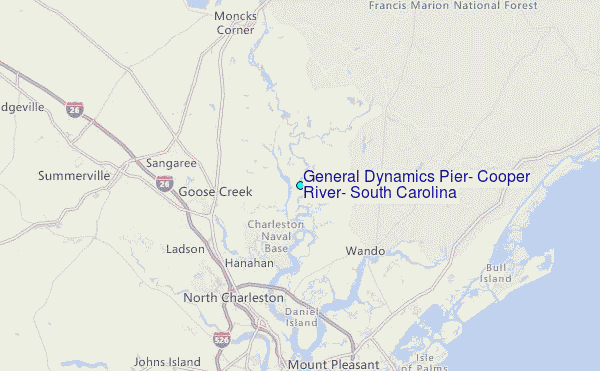 General Dynamics Pier, Cooper River, South Carolina Tide Station Location Map