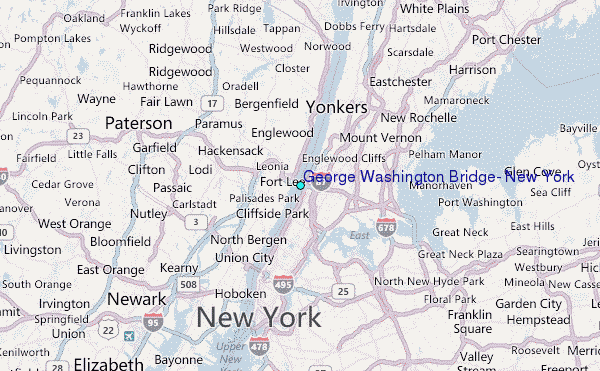 George Washington Bridge, New York Tide Station Location Map