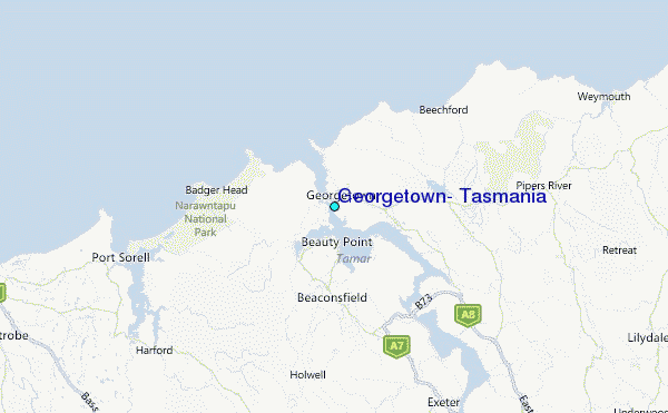 Georgetown, Tasmania Tide Station Location Map