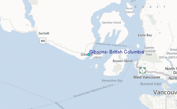 Gibsons, British Columbia Tide Station Location Map