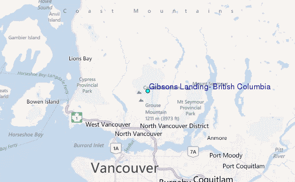 Gibsons Landing, British Columbia Tide Station Location Map