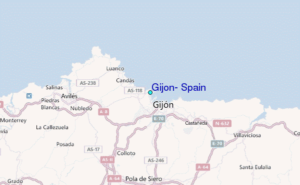 Gijon, Spain Tide Station Location Map