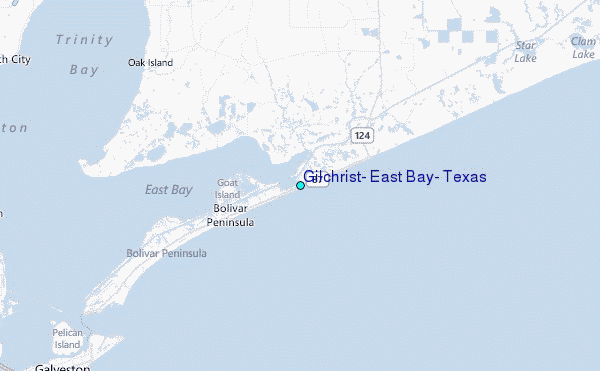 Gilchrist, East Bay, Texas Tide Station Location Map