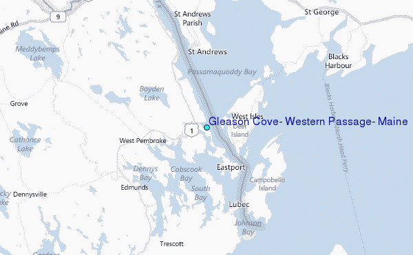 Gleason Cove, Western Passage, Maine Tide Station Location Map