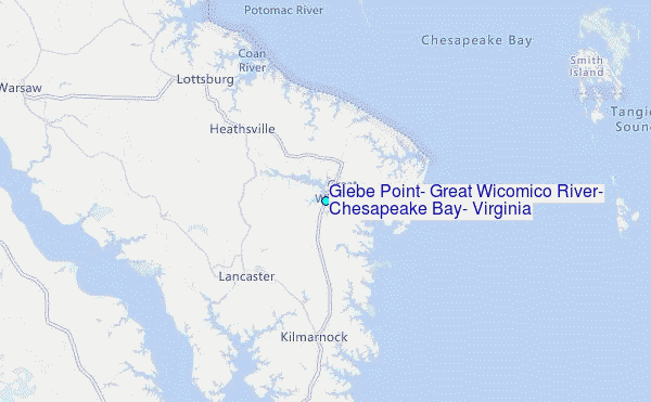 Glebe Point, Great Wicomico River, Chesapeake Bay, Virginia Tide Station Location Map