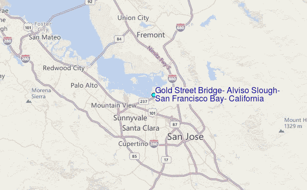 Gold Street Bridge, Alviso Slough, San Francisco Bay, California Tide Station Location Map