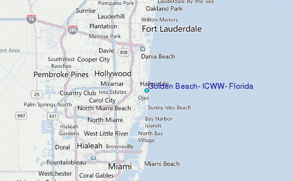 Golden Beach, ICWW, Florida Tide Station Location Map