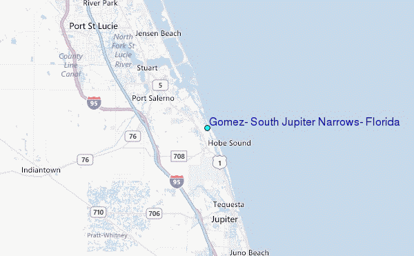 Gomez, South Jupiter Narrows, Florida Tide Station Location Map