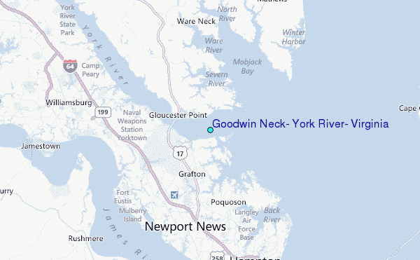 Goodwin Neck, York River, Virginia Tide Station Location Map