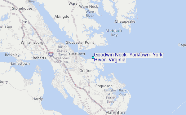 Goodwin Neck, Yorktown, York River, Virginia Tide Station Location Map