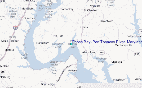 Goose Bay, Port Tobacco River, Maryland Tide Station Location Map