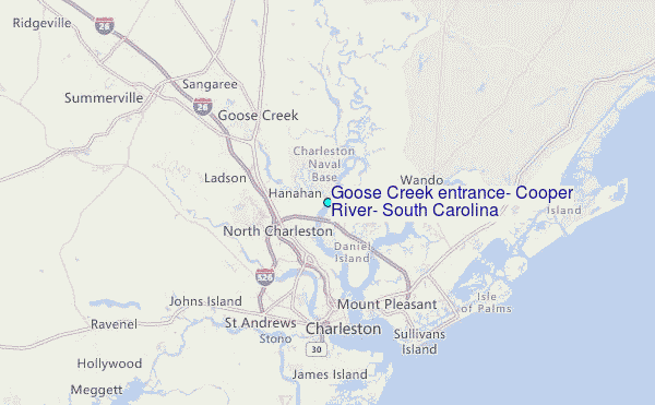 Goose Creek entrance, Cooper River, South Carolina Tide Station Location Map