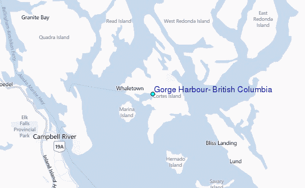 Gorge Harbour, British Columbia Tide Station Location Map