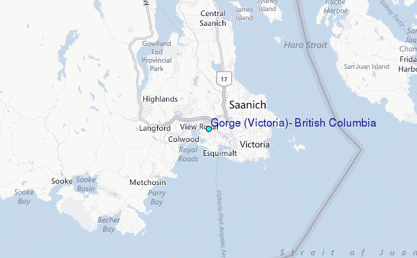 Gorge (Victoria), British Columbia Tide Station Location Map