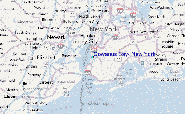 Gowanus Bay, New York Tide Station Location Map