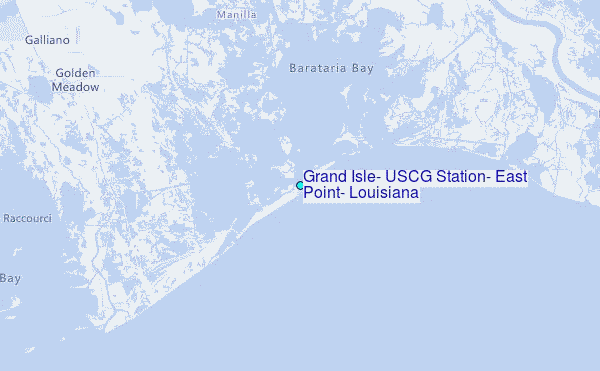 Grand Isle, USCG Station, East Point, Louisiana Tide Station Location Map