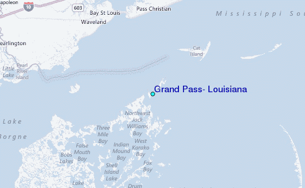 Grand Pass, Louisiana Tide Station Location Map