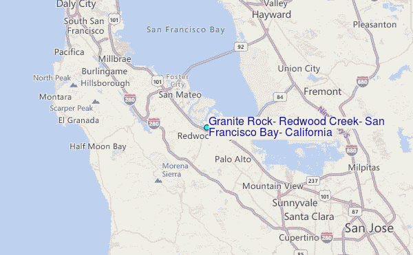 Granite Rock, Redwood Creek, San Francisco Bay, California Tide Station Location Map