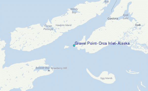 Gravel Point, Orca Inlet, Alaska Tide Station Location Map