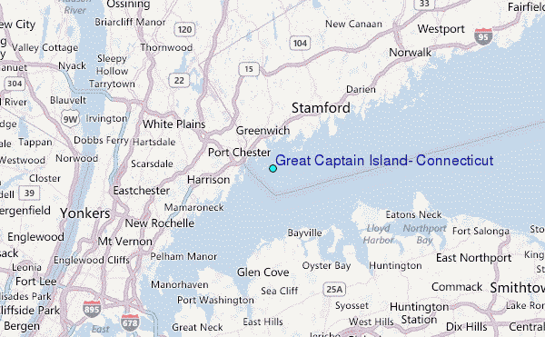 Great Captain Island, Connecticut Tide Station Location Map