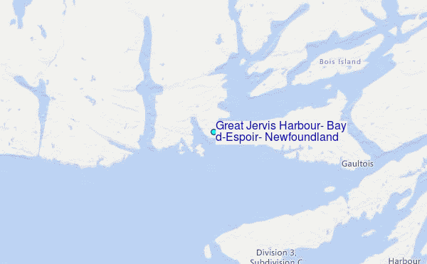 Great Jervis Harbour, Bay d'Espoir, Newfoundland Tide Station Location Map