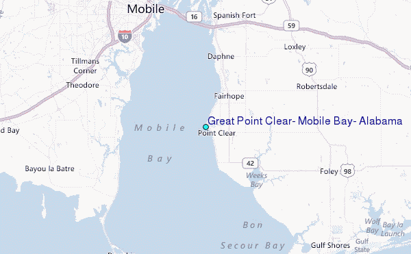 Great Point Clear, Mobile Bay, Alabama Tide Station Location Map