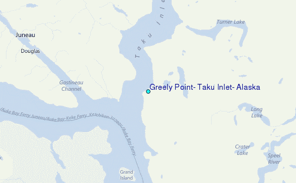 Greely Point, Taku Inlet, Alaska Tide Station Location Map