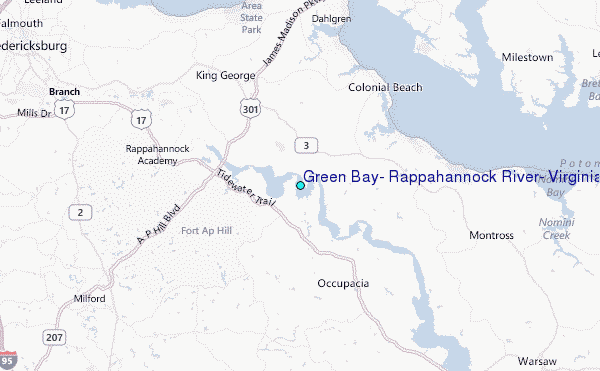 Green Bay, Rappahannock River, Virginia Tide Station Location Map