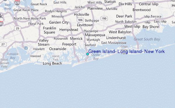 Green Island, Long Island, New York Tide Station Location Map