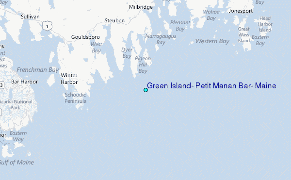 Green Island, Petit Manan Bar, Maine Tide Station Location Map
