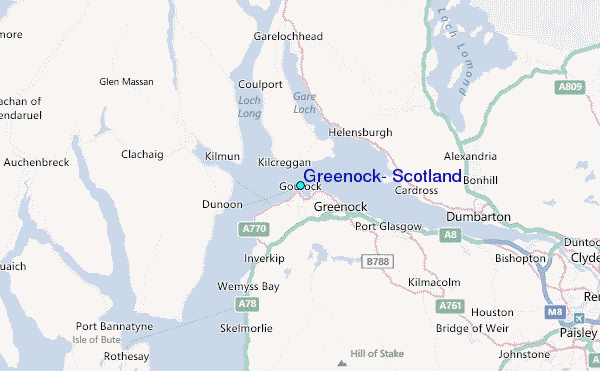 Greenock, Scotland Tide Station Location Map