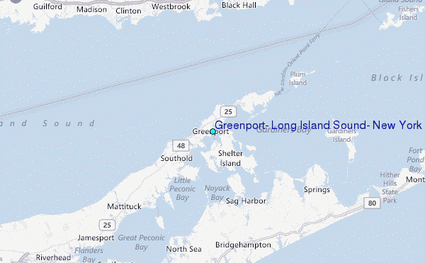 Greenport, Long Island Sound, New York Tide Station Location Map
