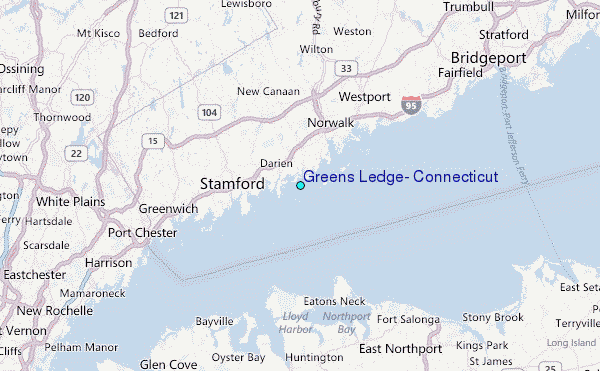 Greens Ledge, Connecticut Tide Station Location Map