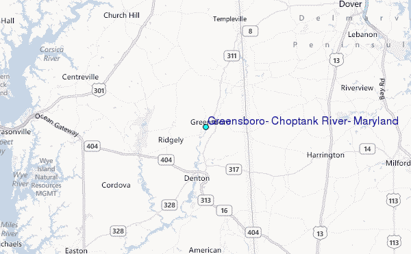 Greensboro, Choptank River, Maryland Tide Station Location Map