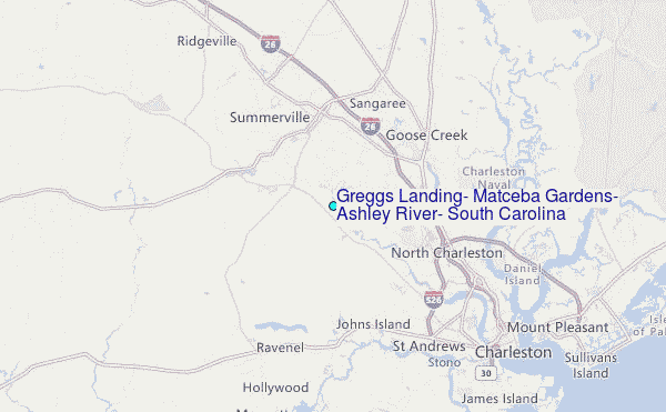 Greggs Landing, Matceba Gardens, Ashley River, South Carolina Tide Station Location Map