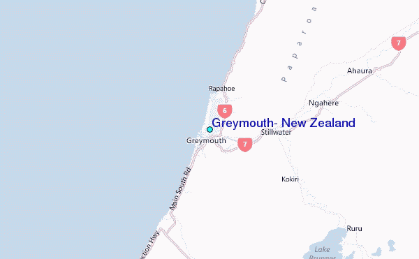 Greymouth, New Zealand Tide Station Location Map