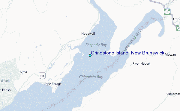 Grindstone Island, New Brunswick Tide Station Location Map