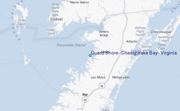 Guard Shore, Chesapeake Bay, Virginia Tide Station Location Map