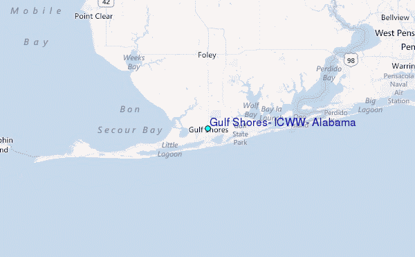 Gulf Shores, ICWW, Alabama Tide Station Location Map