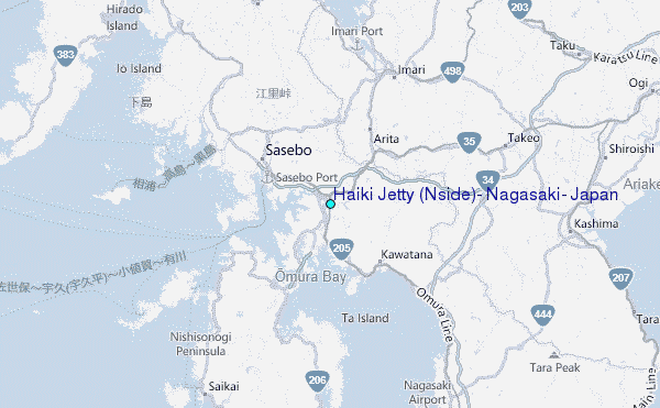 Haiki Jetty (N.side), Nagasaki, Japan Tide Station Location Map