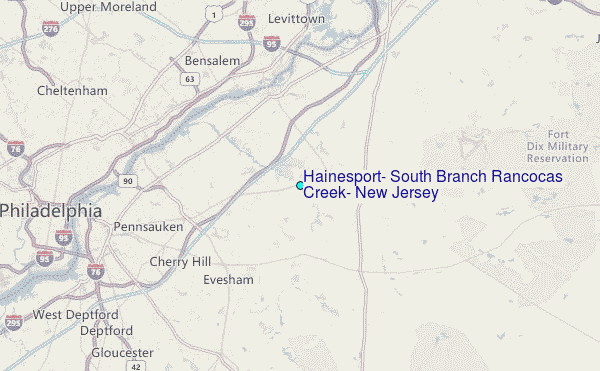 Hainesport, South Branch Rancocas Creek, New Jersey Tide Station Location Map