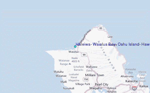 Haleiwa, Waialua Bay, Oahu Island, Hawaii Tide Station Location Map