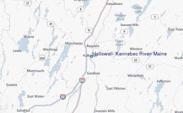 Hallowell, Kennebec River, Maine Tide Station Location Map