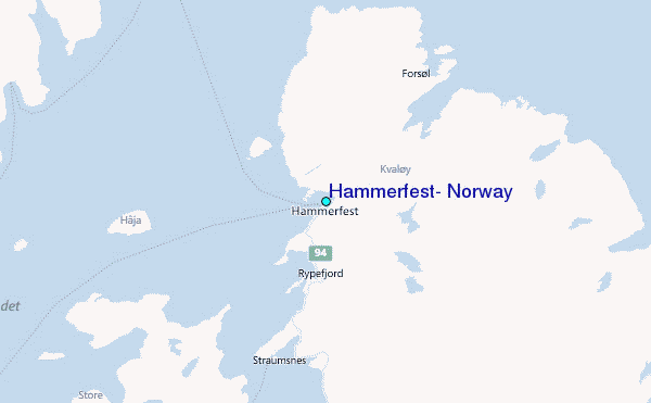 Hammerfest, Norway Tide Station Location Map