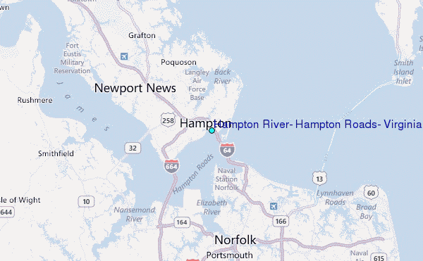 Hampton River, Hampton Roads, Virginia Tide Station Location Map