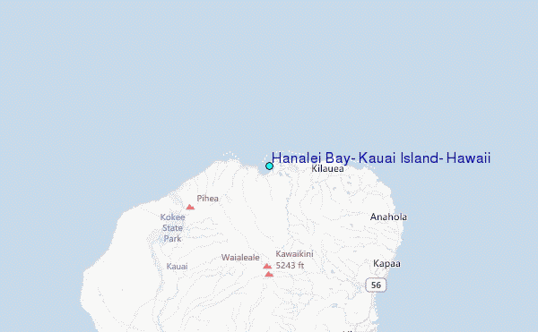 Hanalei Bay, Kauai Island, Hawaii Tide Station Location Map