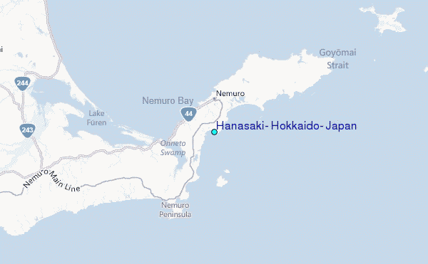Hanasaki, Hokkaido, Japan Tide Station Location Map