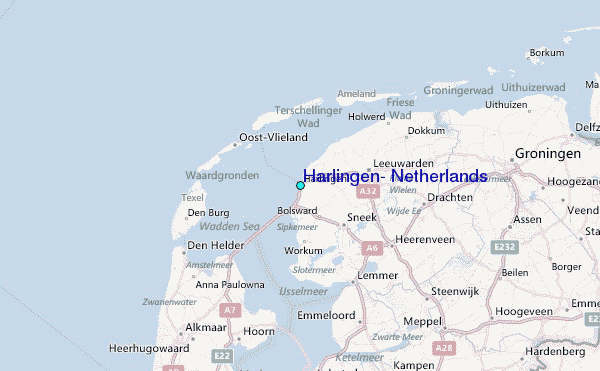 Harlingen, Netherlands Regional Map.
